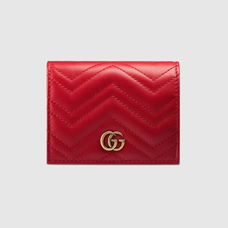 Gucci GG Marmont Card Case Wallet 466492 Red